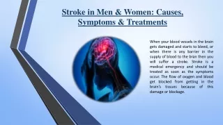 Stroke in Men & Women Causes, Symptoms & Treatments