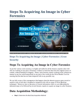 steps to acquiring an image in cyber forensics
