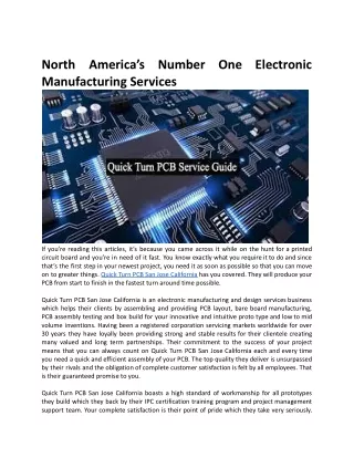 North America’s Number One Electronic Manufacturing Services