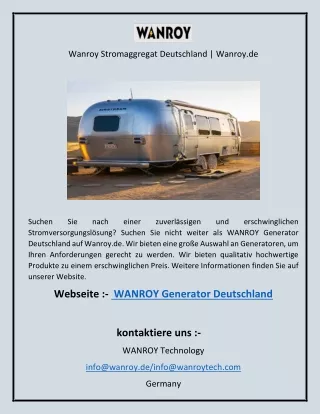 Wanroy Stromaggregat Deutschland  Wanroy.de