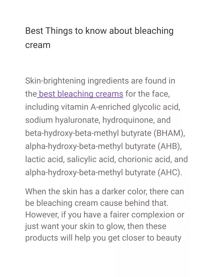 best things to know about bleaching cream