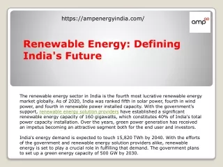 Renewable Energy: Defining India's Future