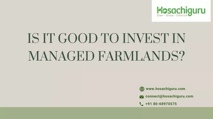 is it good to invest in managed farmlands