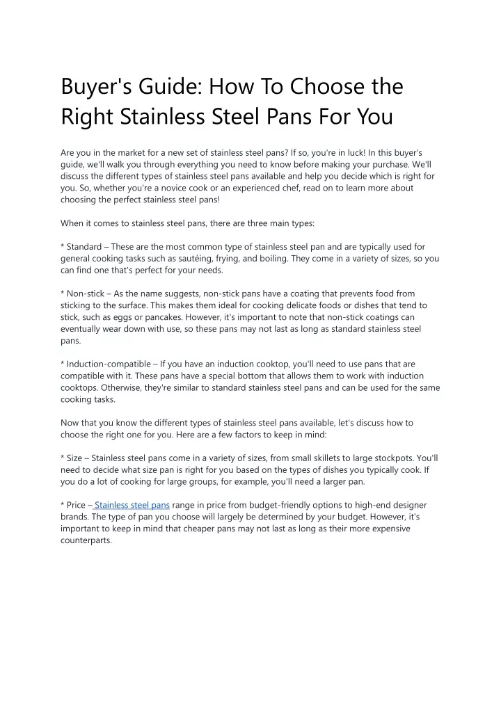 buyer s guide how to choose the right stainless