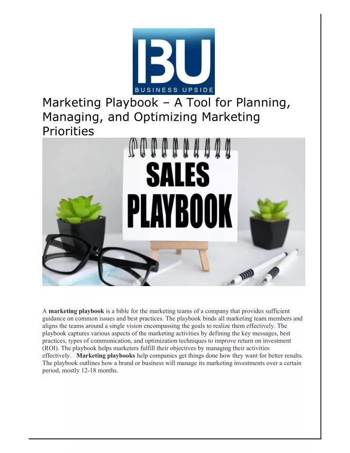 marketing playbook a tool for planning managing