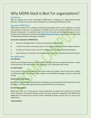 why mern stack is best for organizations