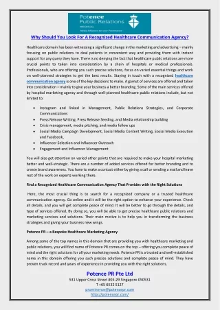 why should you look for a recognized healthcare