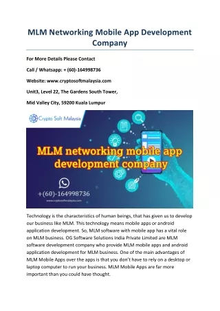 mlm networking mobile app development company