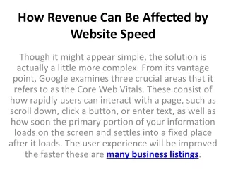 how revenue can be affected by website speed