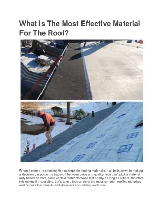 What Is The Most Effective Material For The Roof?