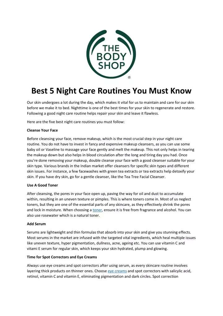 best 5 night care routines you must know