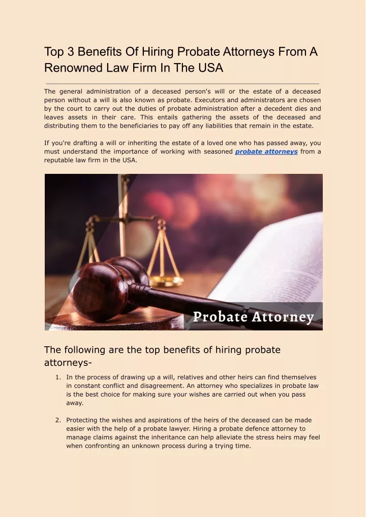 top 3 benefits of hiring probate attorneys from