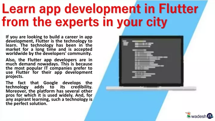 learn app development in flutter from the experts in your city