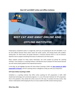 Best CAT and GMAT online and offline institutes