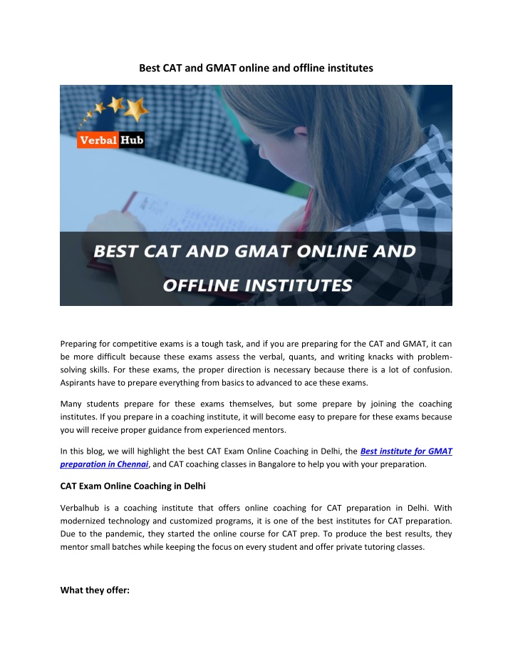 best cat and gmat online and offline institutes