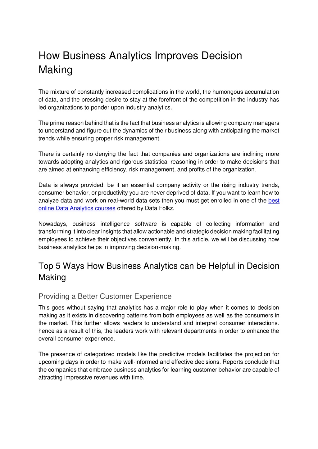 PPT - How Business Analytics Improves Decision Making PowerPoint ...
