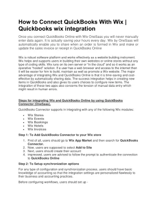 how to connect quickbooks with wix quickbooks