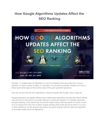 How Google Algorithms Updates Affect the SEO Ranking - Sochtek