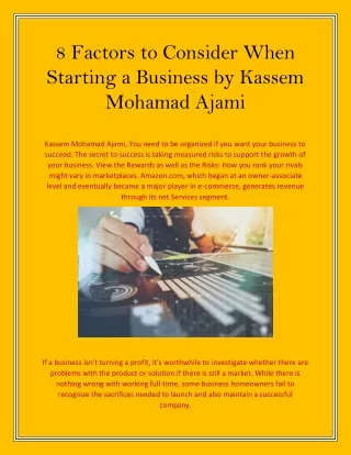 8 Factors to Consider When Starting a Business by Kassem Mohamad Ajami