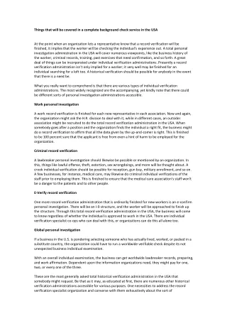 Things that will be covered in a complete background check service in the USA