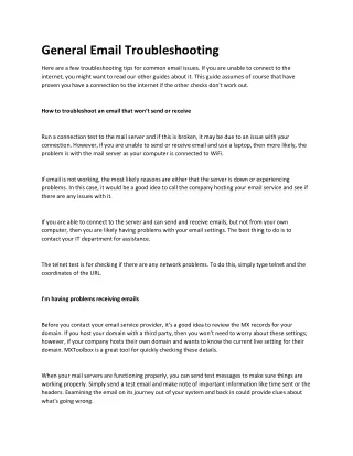general email troubleshooting