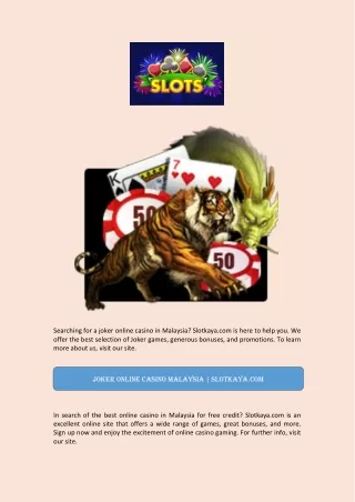 Joker Online Casino Malaysia | Slotkaya.com