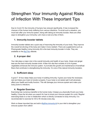Strengthen Your Immunity Against Risks of Infection With These Important Tips