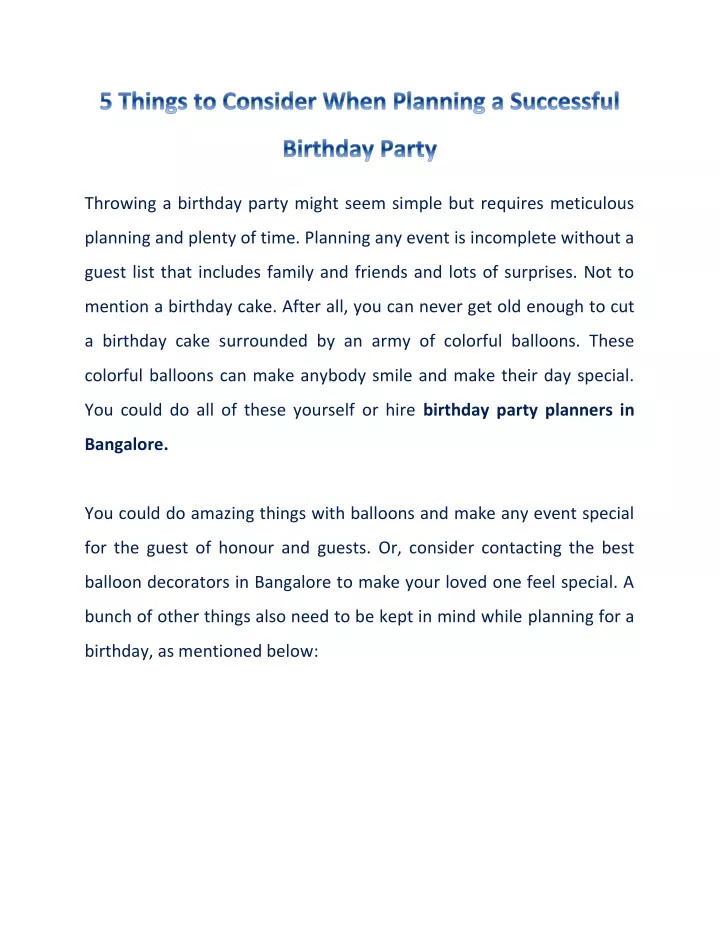 throwing a birthday party might seem simple