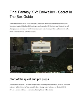 Final Fantasy XIV_ Endwalker - Secret In The Box Guide