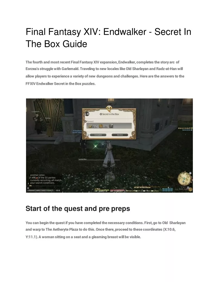 final fantasy xiv endwalker secret in the box guide