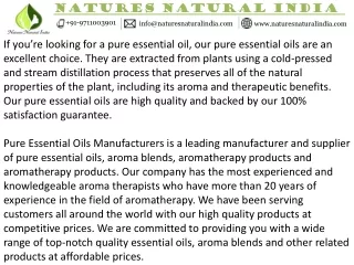 Pure essential oil suppliers in India - Natures Natural India