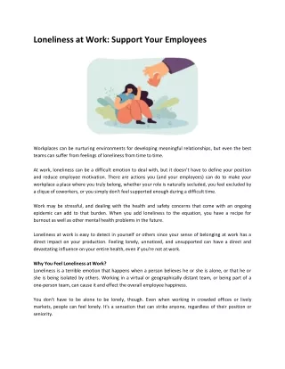 Loneliness at Work Support Your Employees
