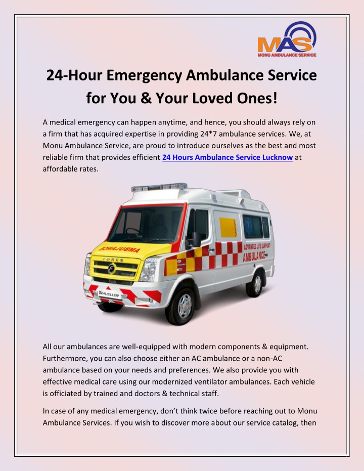 24 hour emergency ambulance service for you your