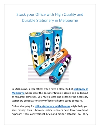 Stock your Office with High Quality and Durable Stationery in Melbourne