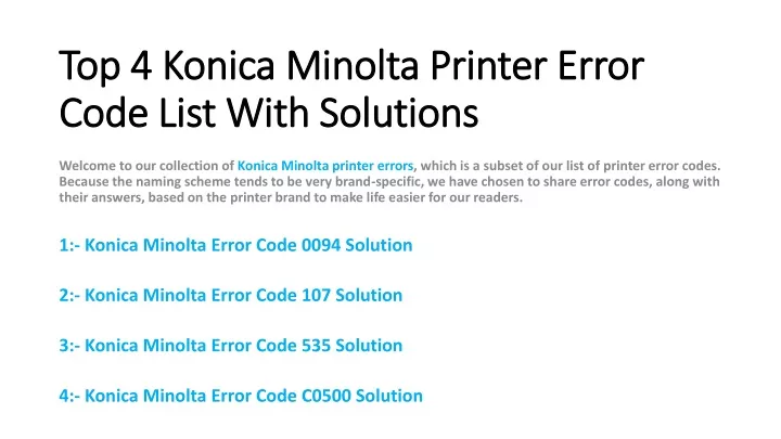 top 4 konica minolta printer error code list with solutions