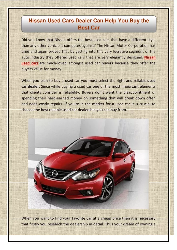 nissan used cars dealer can help you buy the best