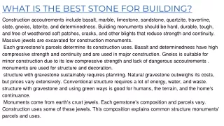 WHAT IS THE BEST STONE FOR BUILDING_