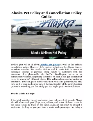 alaska pet policy and cancellation policy guide
