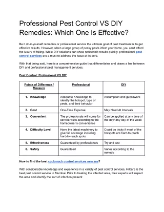 Professional Pest Control VS DIY Remedies_ Which One Is Effective