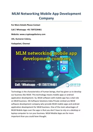 mlm networking mobile app development company