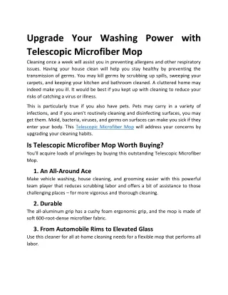 Upgrade Your Washing Power with Telescopic Microfiber Mop