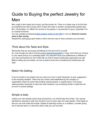 guide to buying the perfect jewelry for men