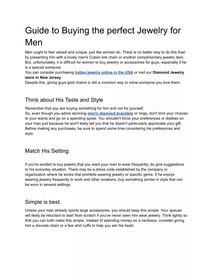 guide to buying the perfect jewelry for men