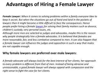 Advantages of Hiring a Female Lawyer