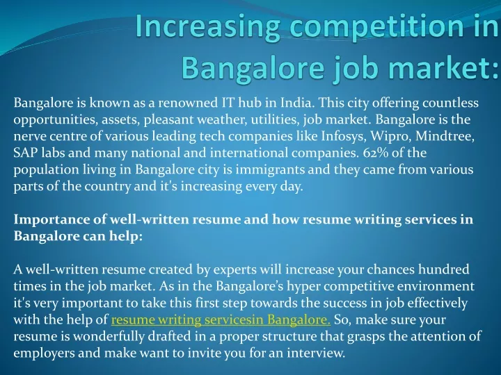 increasing competition in bangalore job market