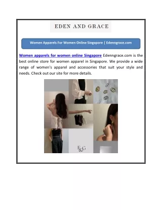 Women Apparels For Women Online Singapore | Edenngrace.com