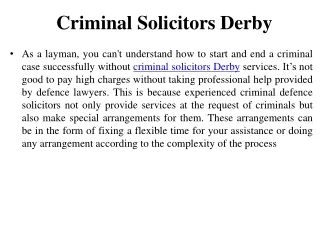 Criminal Solicitors Derby