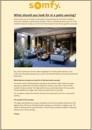 what should you look for in a patio awning