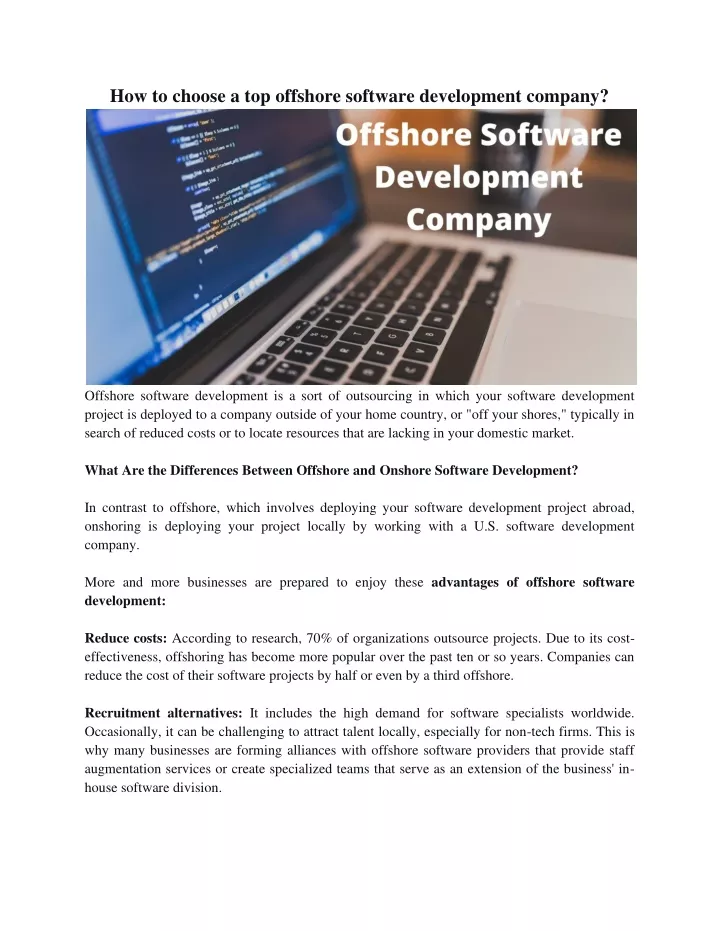 how to choose a top offshore software development