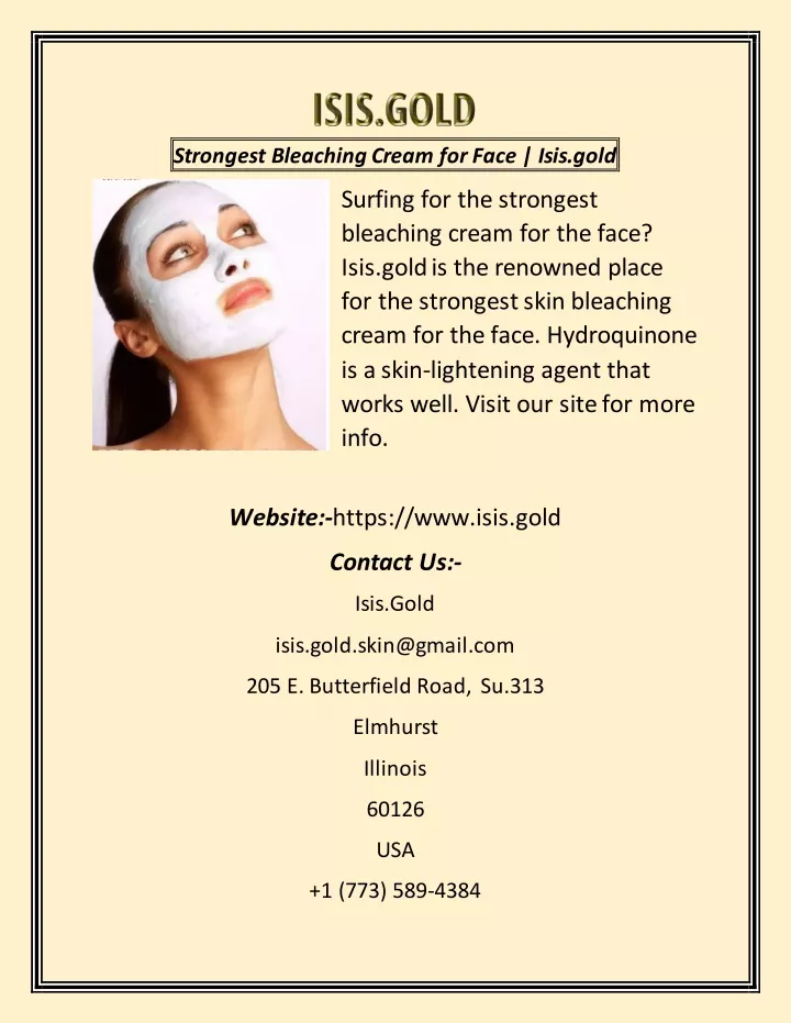 strongest bleaching cream for face isis gold